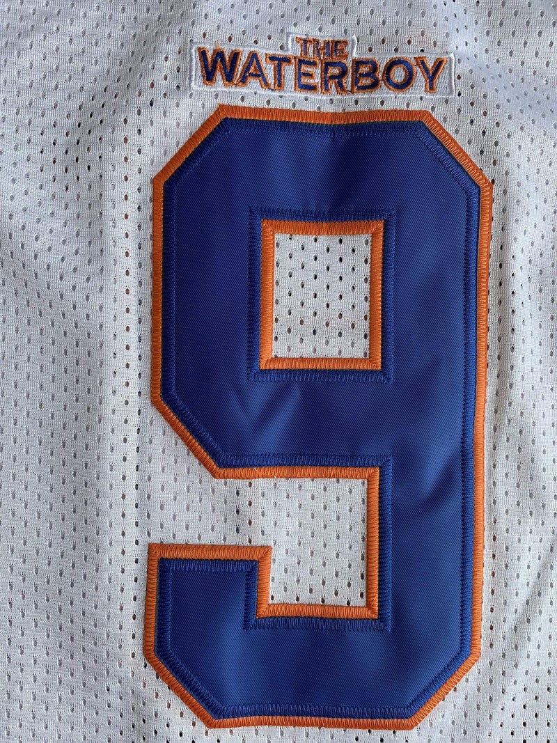 MESOSPERO The Waterboy #9 Bobby Boucher Adam Sandler 50th Anniversary Movie Mud Dogs Bourbon Bowl Football Jersey (White, X-Large) - Image 4